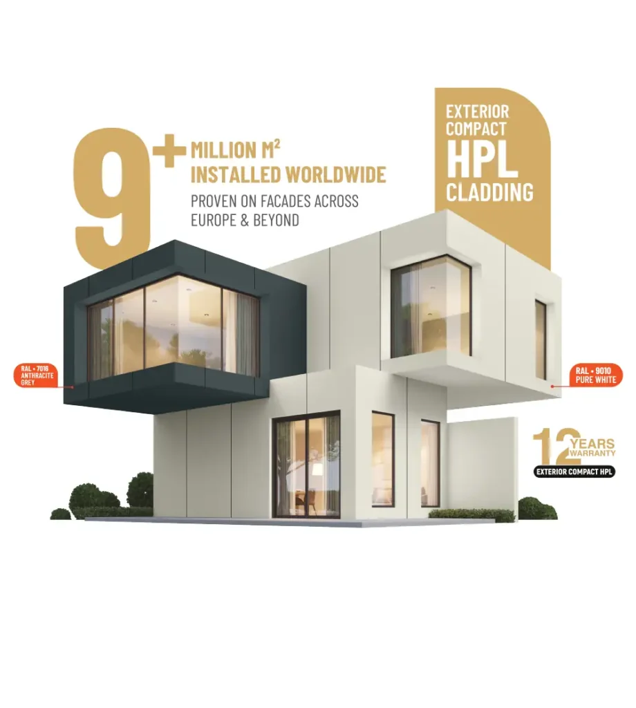 HPL cladding materials and design samples.
