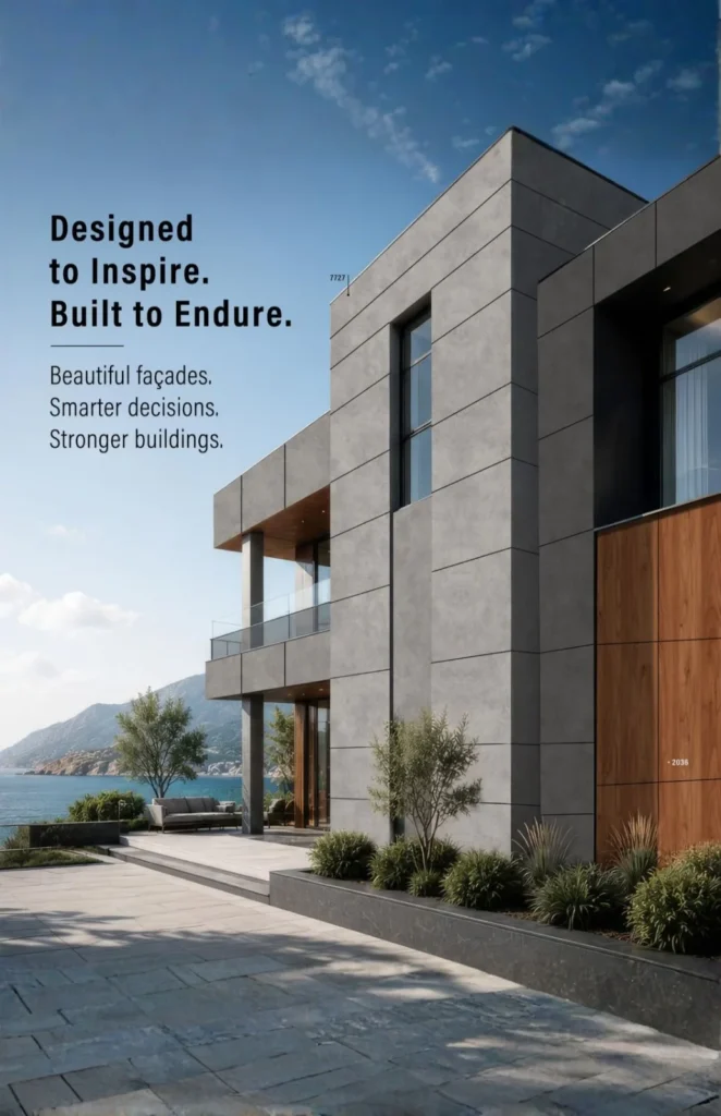 Modern exterior HPL façade design