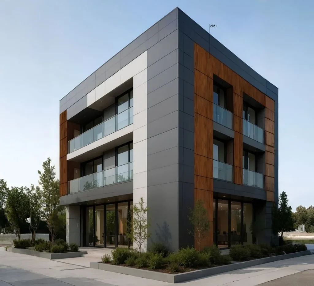 Woodgrain exterior HPL building façade